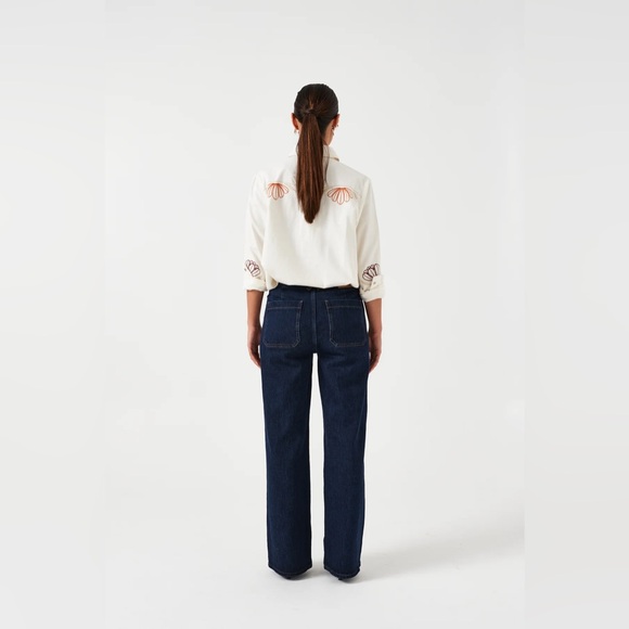 Anthropologie Seventy + Mochi Mabel Wide Leg Jean Patch Pocket Dark VTG Size 27 - Picture 15 of 15